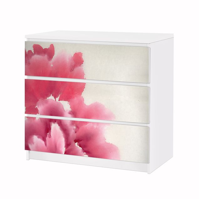 Okleina meblowa IKEA - Malm komoda, 3 szuflady - Flora artystyczna I
