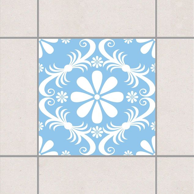 Dekoracja do kuchni Kwiatowy wzór jasnoniebieski Niebieski