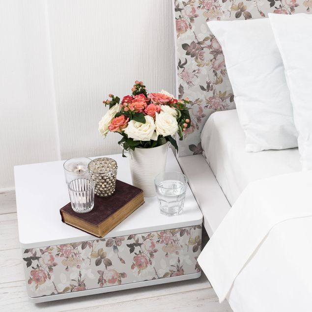 Okleina na stół Kwiatowy wzór w stylu vintage z różami