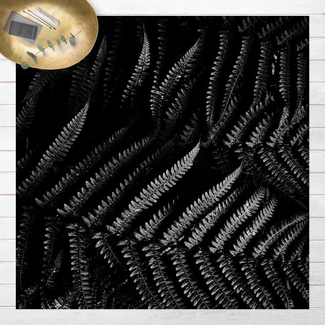 dywany zewnętrzne tarasowe czarno-biały paproć botaniczna