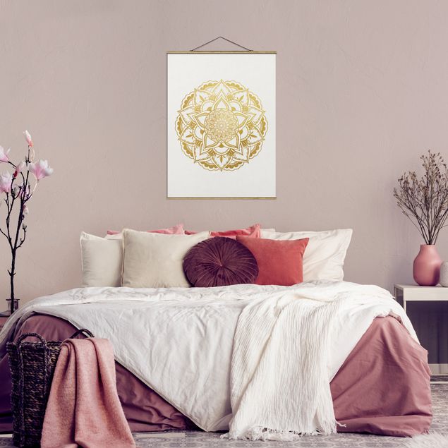 Obrazy duchowość Mandala Ilustracja Ornament z białego złota