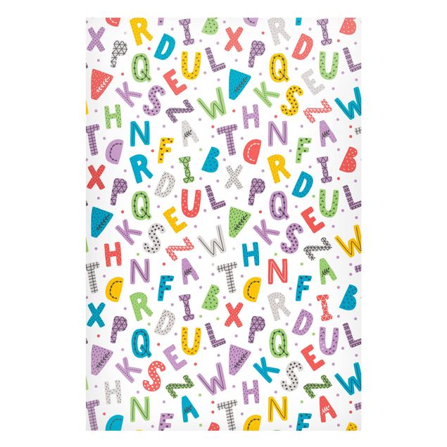 Obrazy nowoczesne Alfabet z serduszkami i kropkami w różnych kolorach