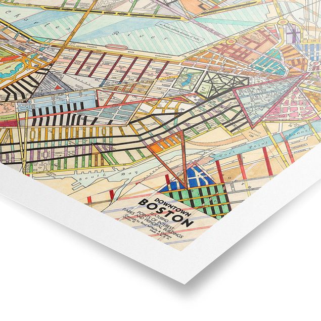 Obrazy kolorowe Nowoczesna mapa Bostonu