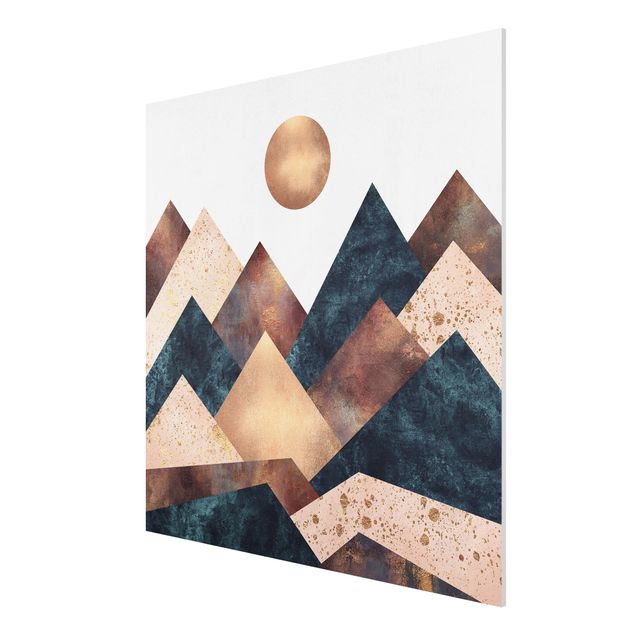 Abstrakcja obraz Geometryczne góry brązowy