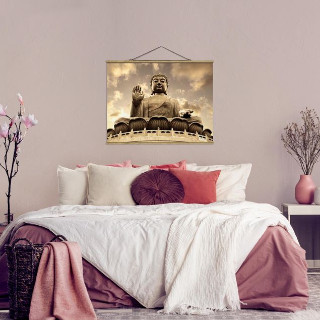 Obrazy do salonu nowoczesne Wielki Budda Sepia