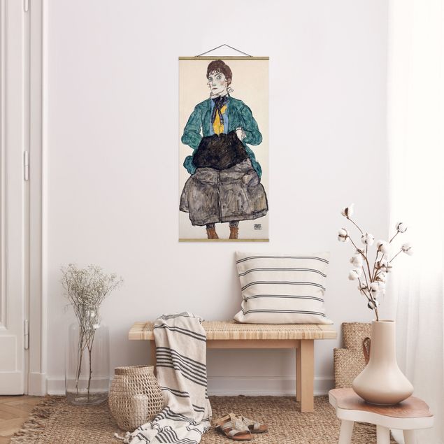 Nowoczesne obrazy do salonu Egon Schiele - Kobieta w zielonej bluzce