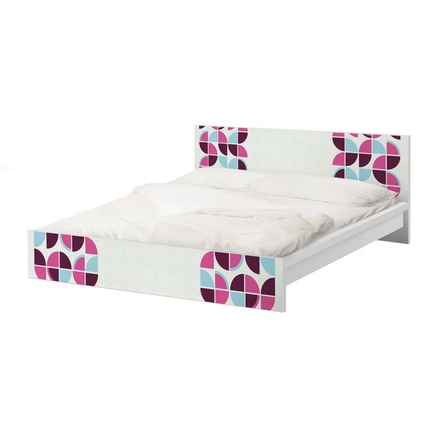Okleina meblowa IKEA - Malm łóżko 180x200cm - Wzór wzoru w retro koła