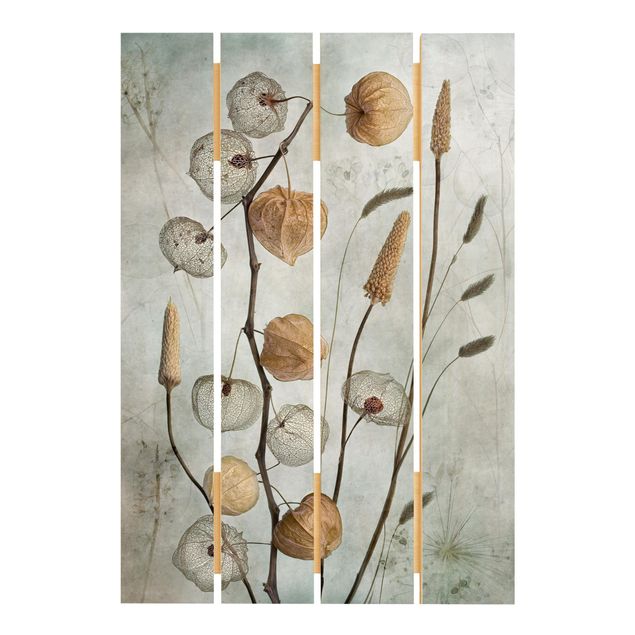 Obraz z drewna - Jesienne owoce lampiona