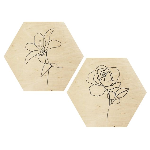 Obrazy z drewna Kwiaty czarno-biały zestaw artystyczny