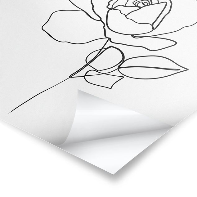 Obrazy Line Art Róża czarno-biały