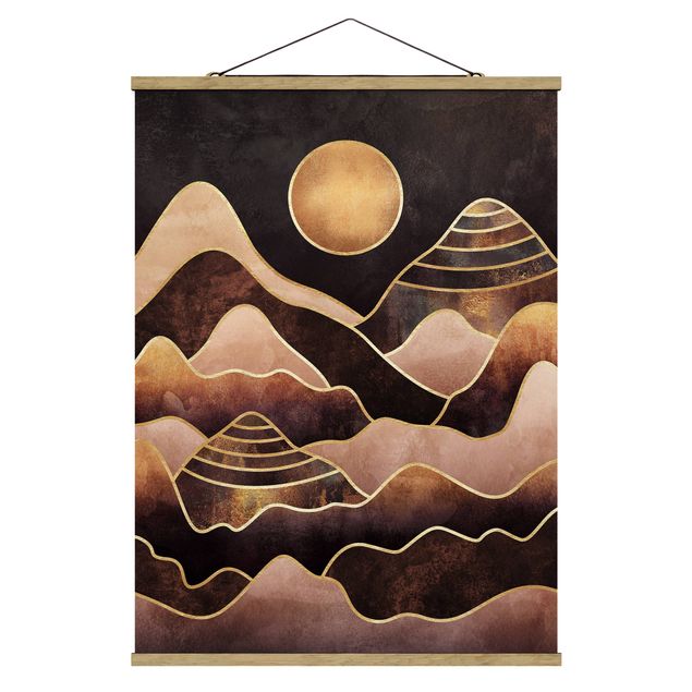 Obrazy nowoczesne Złote słońce abstrakcyjne góry
