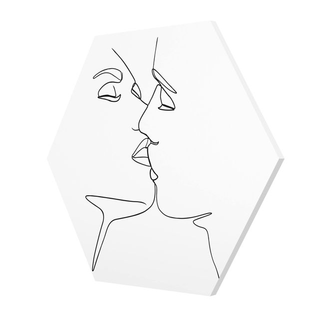 Obrazy akt Line Art Pocałunek twarzy czarno-biały