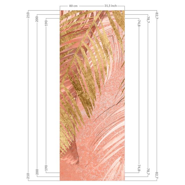 Tylna ścianka prysznicowa - Palm Fronds In Pink And Gold III