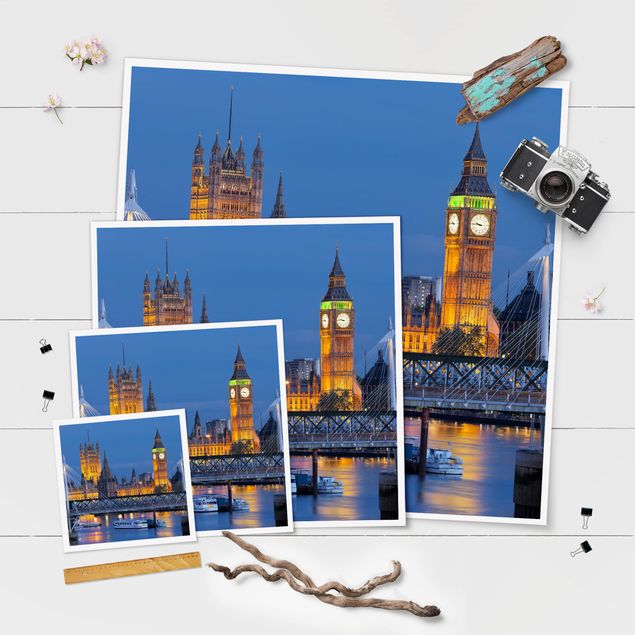 Obrazy na ścianę Big Ben i Pałac Westminsterski w Londynie nocą