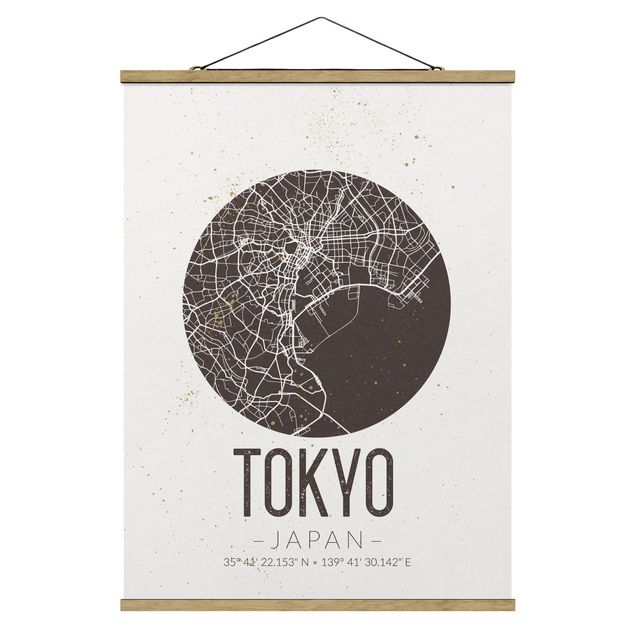 Obrazy nowoczesny Mapa miasta Tokio - Retro