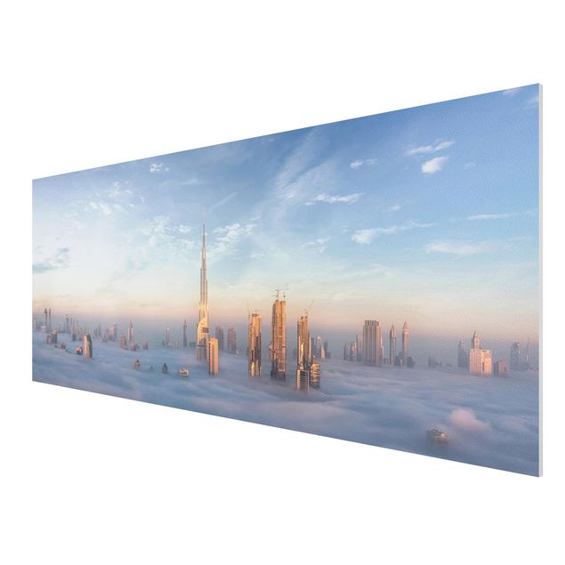 Obrazy do salonu nowoczesne Dubaj ponad chmurami