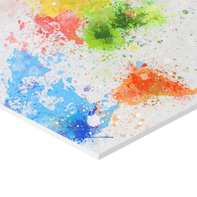 Obraz heksagonalny z Forex - Mapa świata z kolorowym rozbryzgiem