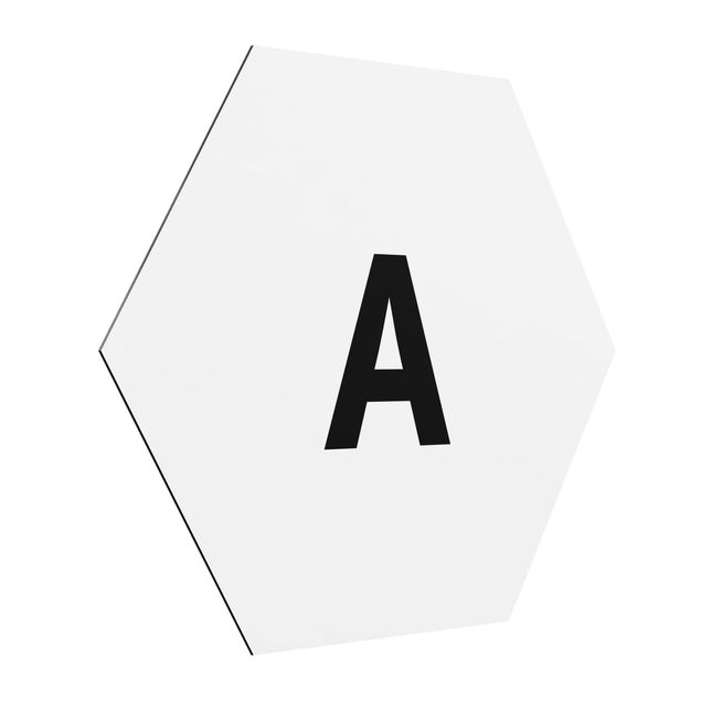 Obraz heksagonalny z Alu-Dibond - Biała litera A