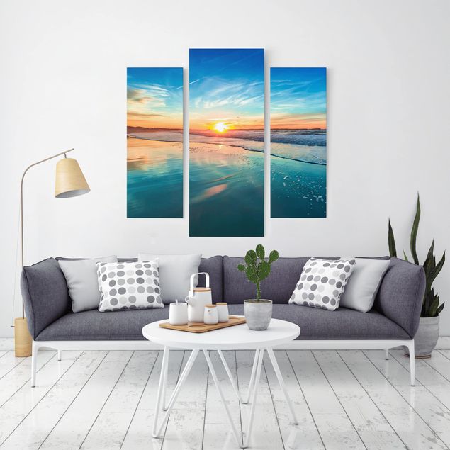 Obrazy nowoczesne Romantyczny zachód słońca nad morzem