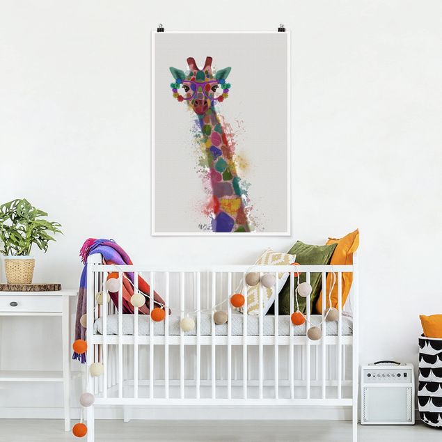 Nowoczesne obrazy Rainbow Splash Żyrafa