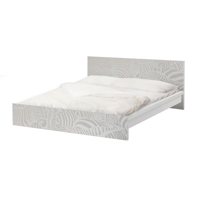 Okleina meblowa IKEA - Malm łóżko 160x200cm - Nr DS4 Zebra Stripe Jasnoszary