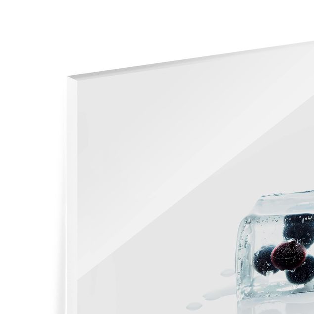 Panel szklany do kuchni - Owoce w kostce lodu