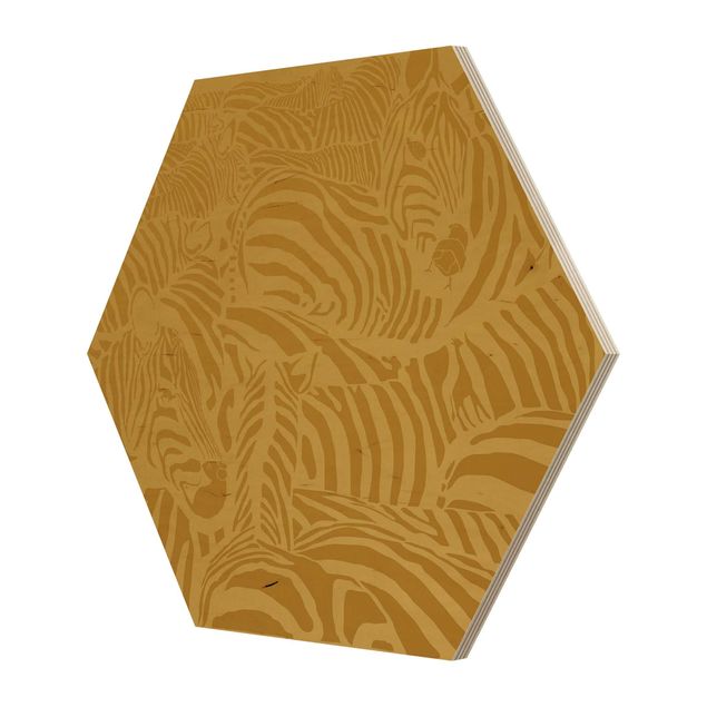 Obraz heksagonalny z drewna - Nr DS5 Zebra Stripe Beżowy