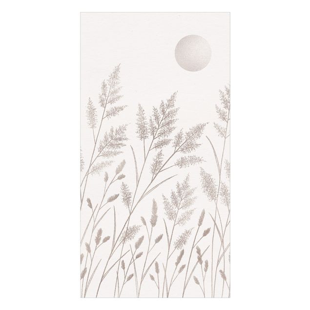 Tylna ścianka prysznicowa - Grasses And Moon In Silver