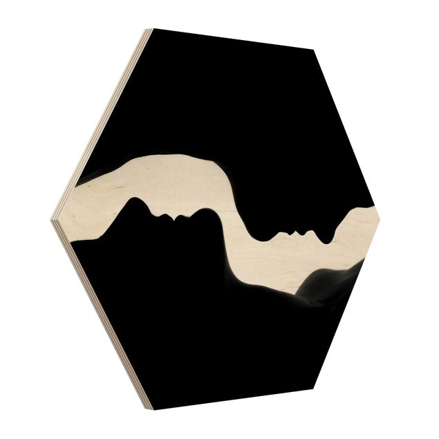 Obraz heksagonalny z drewna - Sylwetki
