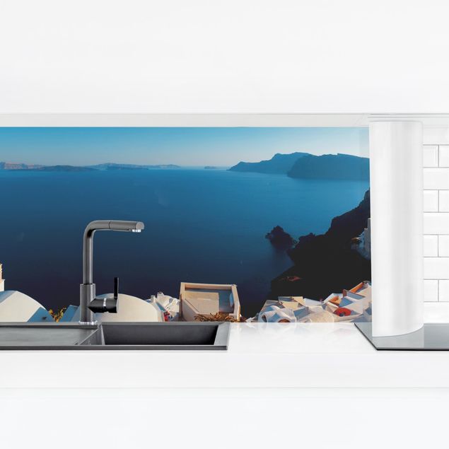 Panel ścienny do kuchni - Szeroka panorama na Oia