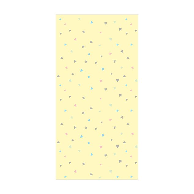 dywan nowoczesny Kolorowe, pastelowe trójkąty na żółtym tle