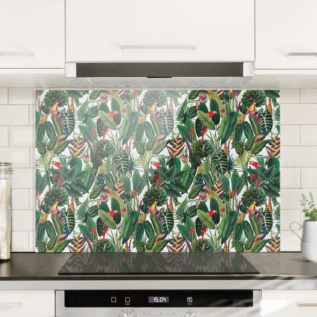 Dekoracja do kuchni Kolorowy wzór lasu tropikalnego