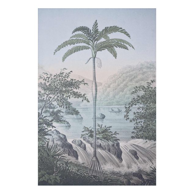 Obrazy do salonu Ilustracja w stylu vintage - Pejzaż z drzewem palmowym