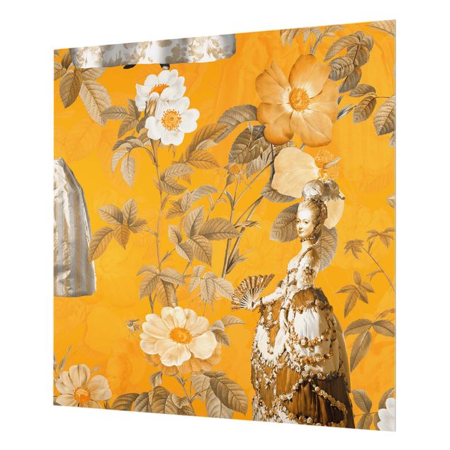 Panel kuchenny - Opulent Dress In The Garden On Orange - Kwadrat 1:1