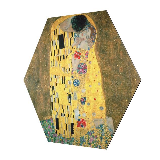 Obraz heksagonalny z Alu-Dibond - Gustav Klimt - Pocałunek
