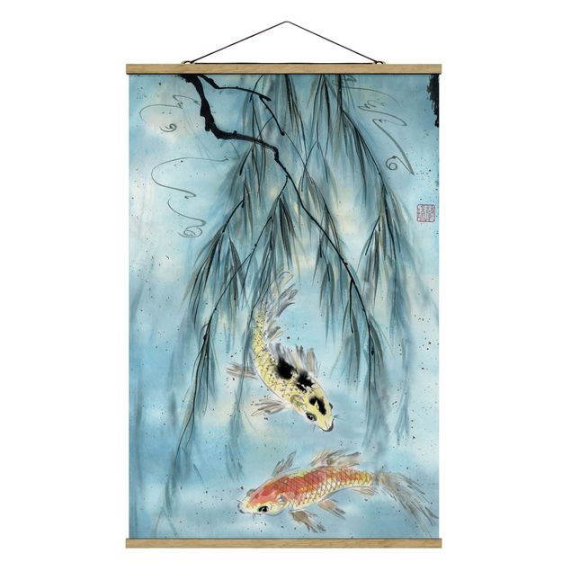 Ryby obrazy Japoński rysunek akwarelowy Złota rybka II