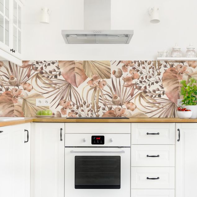 Panel ścienny do kuchni - Beżowe liście palmy