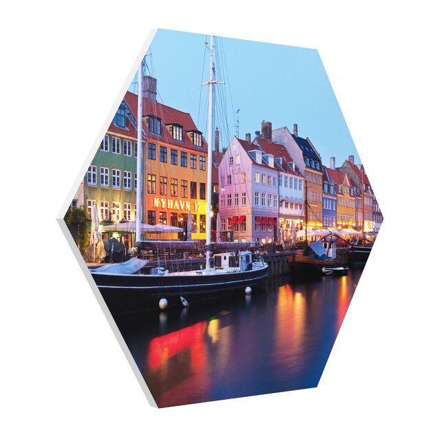 Obrazy architektura Port w Kopenhadze wieczorem