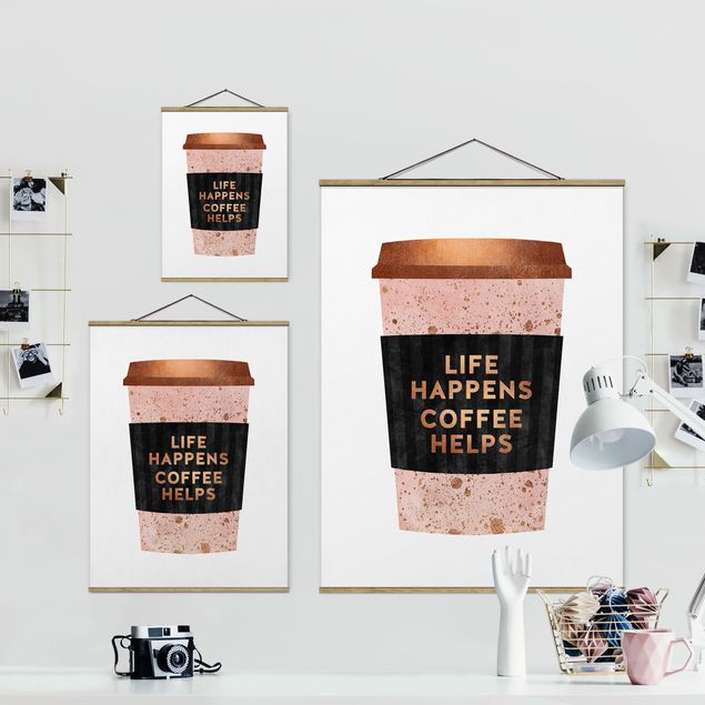 Obrazy artystów Life Happens Coffee Helps Złoto