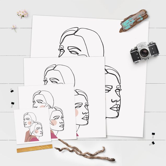 Obrazy na ścianę Linia Art Kobiety portret policzki różowy