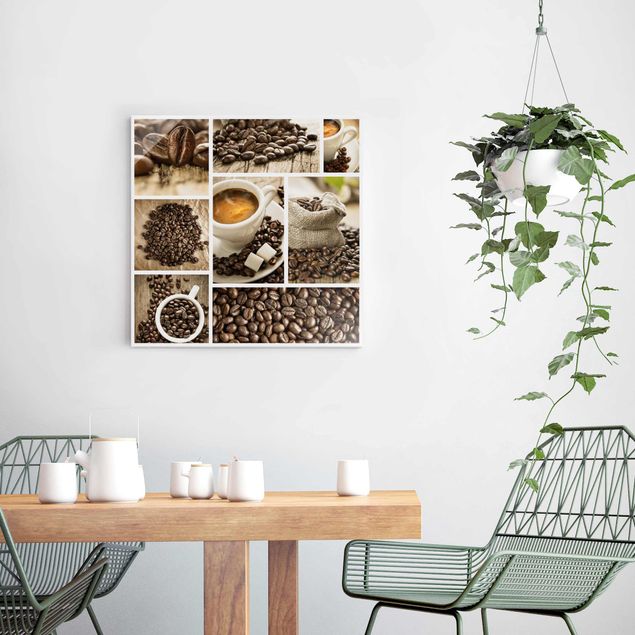 Obrazy na szkle kwadrat Kolaż kawowy