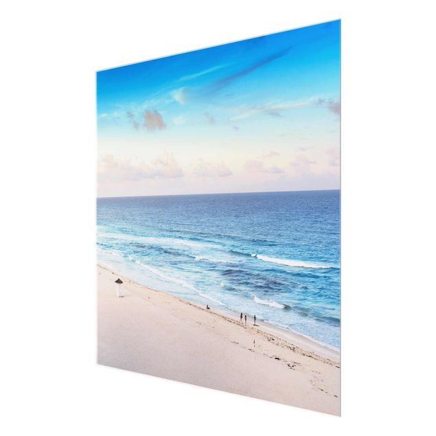 Obrazy na szkle artyści Zachód słońca nad oceanem w Cancun