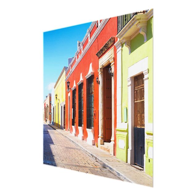Obrazy na szkle kwadrat Kolorowe fronty domów