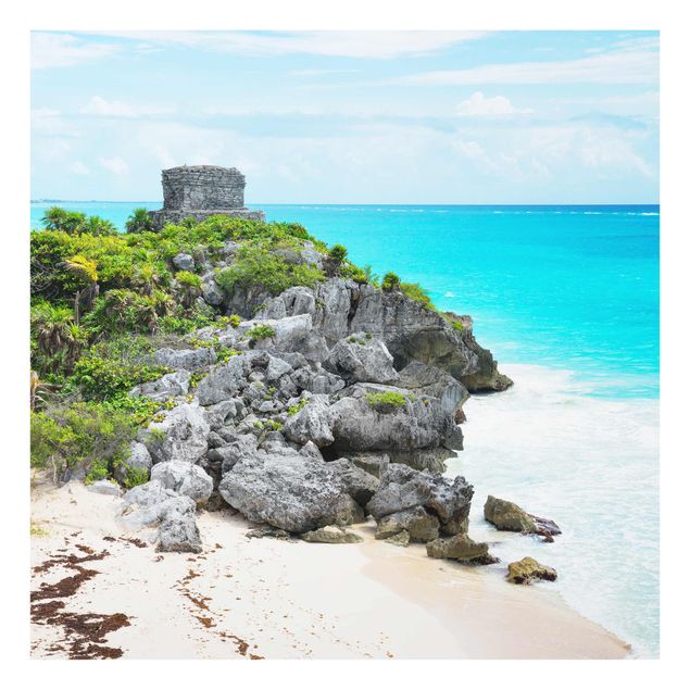 Obrazy na szkle kwadrat Wybrzeże Karaibskie Ruiny Tulum