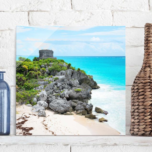 Obrazy na szkle krajobraz Wybrzeże Karaibskie Ruiny Tulum