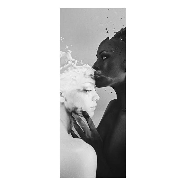 Obrazy na szkle portret Mleko i kawa pocałunek czarno-biały