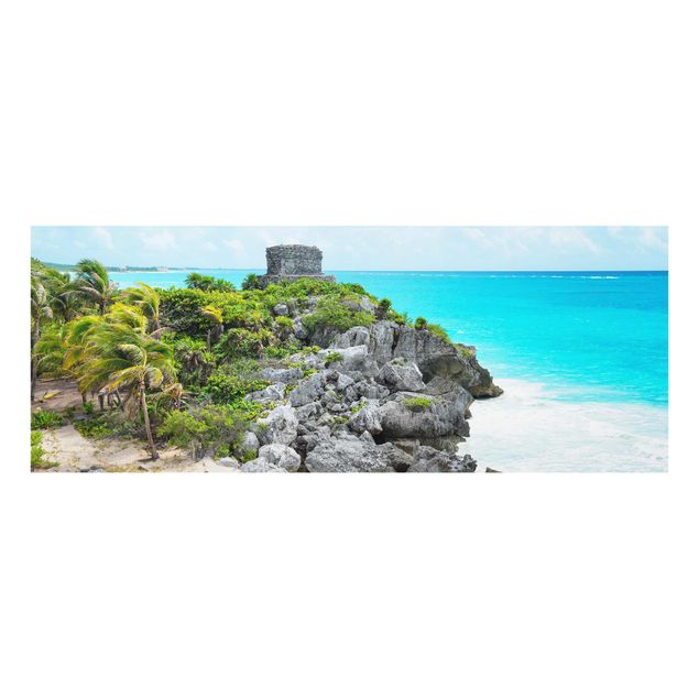 Obrazy na szkle panorama Wybrzeże Karaibskie Ruiny Tulum