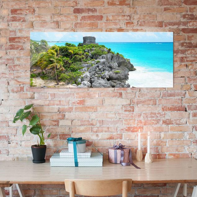 Obrazy na szkle plaża Wybrzeże Karaibskie Ruiny Tulum