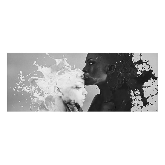Obrazy na szkle panorama Mleko i kawa pocałunek czarno-biały