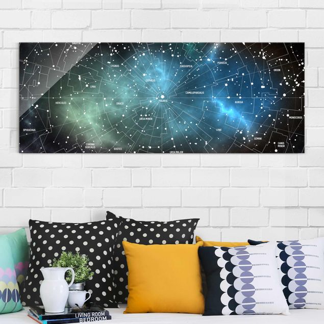 Obrazy na szkle architektura i horyzont Obrazy gwiazd Mapa mgławic galaktyk